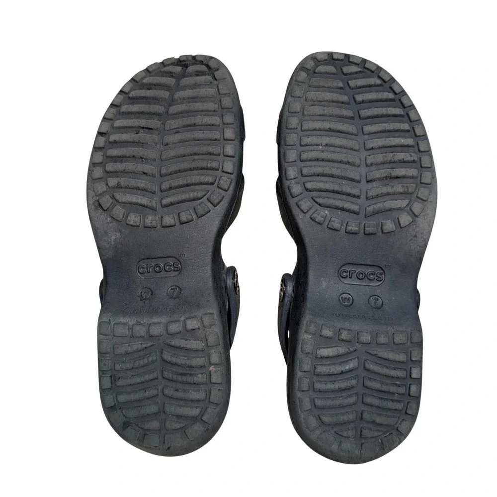 Crocs Swiftwater Sandal Womens 7 Black Excellent Strappy Comfort 205472